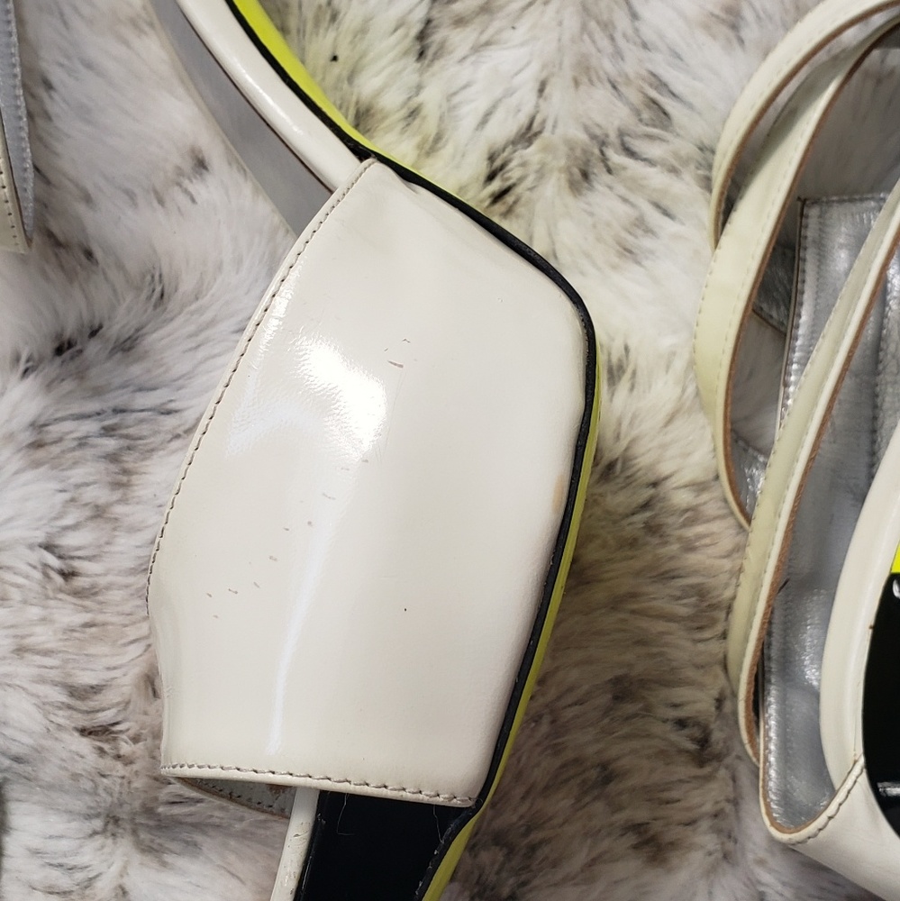 {Ruthie Davis} White Heels with Neon Bottoms - Picture 6 of 8